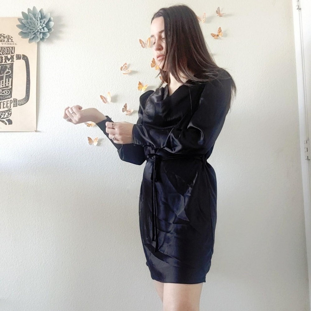 Silky Black Tie Dress